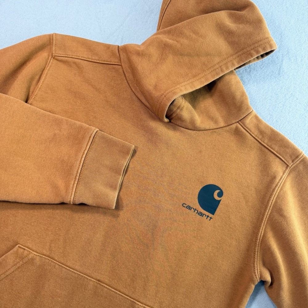 Carhartt Hoodie Boys Medium 10-12 Brown Graphic Sleeve Pullover